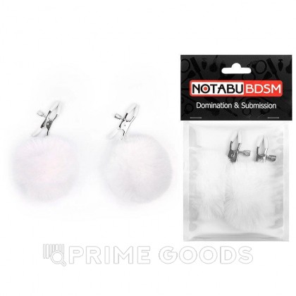 Зажимы для сосков с пушком NoTabu белые от sex shop primegoods