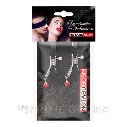 Зажимы для сосков со стразами NoTabu красные от sex shop primegoods фото 3