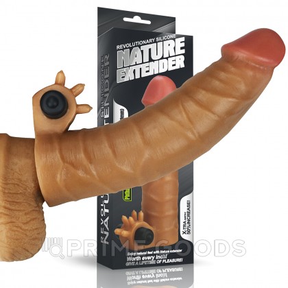 Насадка на пенис с вибропулей Nature Extender Brown (17,8 см) от sex shop primegoods фото 4
