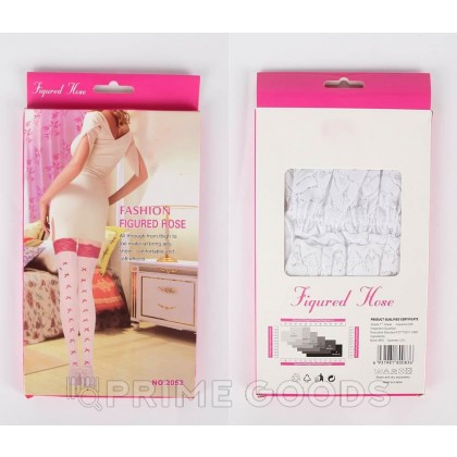 Белые чулки Figured hose (XS-L) от sex shop primegoods фото 2