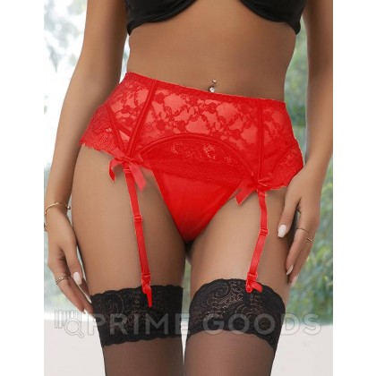 Кружевной пояс для чулок + стринги красные Sexy Lace (размер XL-2XL) от sex shop primegoods