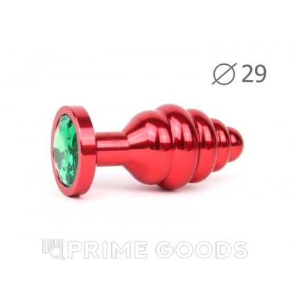 Втулка анальная RED PLUG SMALL красная, зеленый кристалл от sex shop primegoods