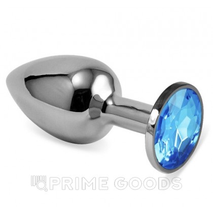 Серебряная пробка с кристаллом (голубой) от sex shop primegoods