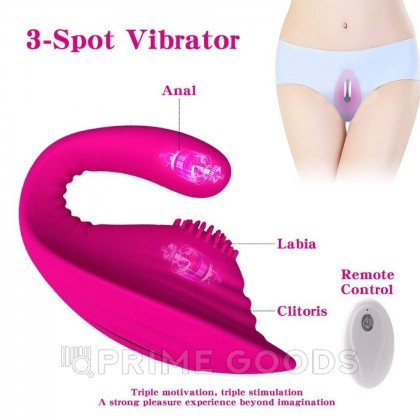 Массажер с тройной стимуляцией и пультом ДУ от sex shop primegoods фото 2