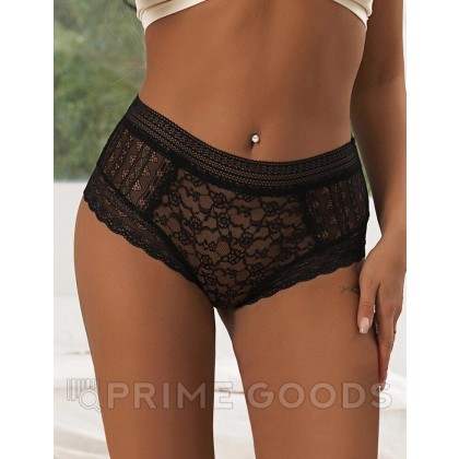 Трусики бразилиана Floral Lace черные (размер 3XL) от sex shop primegoods