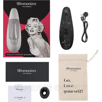 Бесконтактный клиторальный стимулятор Womanizer Marilyn Monroe Black Marble от sex shop primegoods фото 3