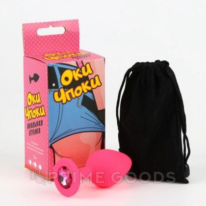 Силиконовая анальная пробка с розовым кристаллом, розовая, (35*80 мм) от sex shop primegoods фото 4