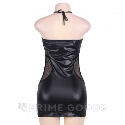 Кожаное платье Ohyeah Lady с ремешками и сеткой, 3XL-4XL от sex shop primegoods фото 10