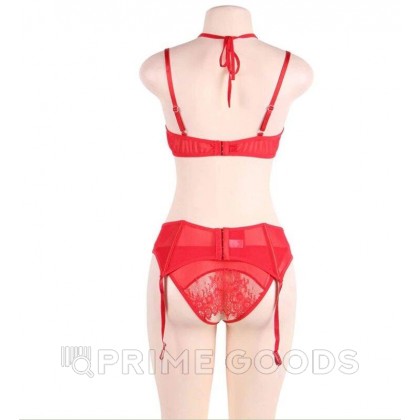 Комплект белья красный: бра, стринги и пояс с ремешками (размер 3XL-4XL) от sex shop primegoods фото 10