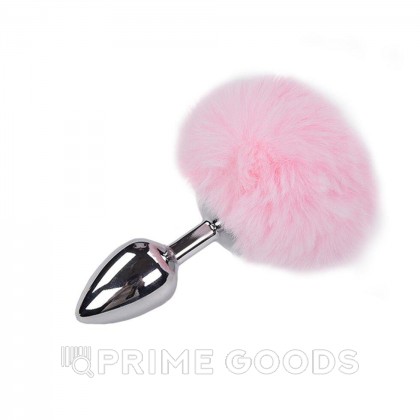 Металлическая анальная пробка с розовым хвостиком Fluffly от Alive (8*3,5 см.) от sex shop primegoods