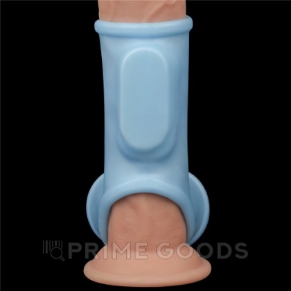 Насадка на пенис с вибрацией с рукавом для мошонки Silk Knights Ring голубая (12*2,8) от sex shop primegoods фото 6