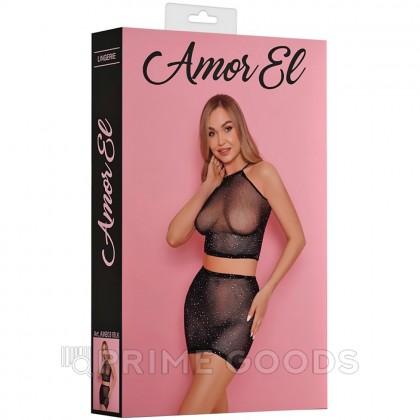 Комплект эротический Amor El, юбка и топ в сетку со стразами, S/L от sex shop primegoods фото 7