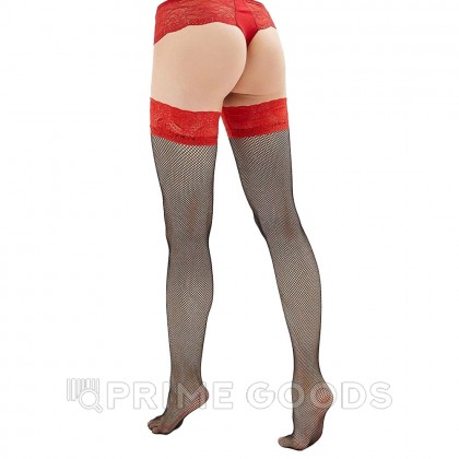 Чулки с красной кружевной резинкой на силиконе Sense, S/M от sex shop primegoods фото 2