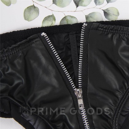 Трусики Leather Zipper Black с замочком (размер 5XL) от sex shop primegoods фото 7