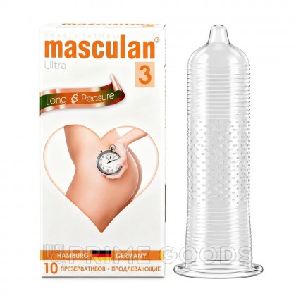 Презервативы Masculan, ultra 3, латекс, кольца, точечные, анестетик, 19 см, 5,3 см, 10 шт. от sex shop primegoods