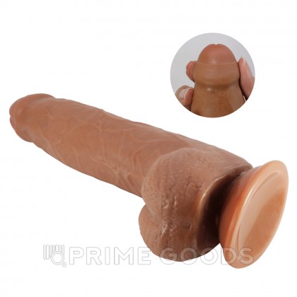 Реалистичный фаллоимитатор на присоске Draco Sliding skin (23,3*4,3 см) коричневый от sex shop primegoods фото 7