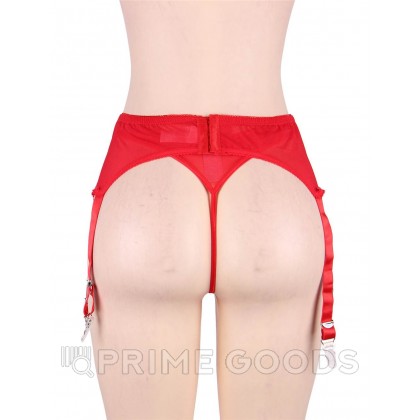 Пояс красный для чулок с ремешками на клипсах (3XL-4XL) от sex shop primegoods фото 4