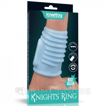 Насадка на пенис с вибрацией Spiral Knights Ring  (10*3,6) голубая от sex shop primegoods