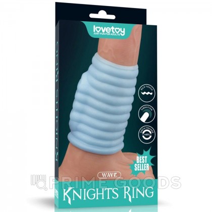 Насадка на пенис с вибрацией Wave Knights Ring (10*3,7) голубая от sex shop primegoods