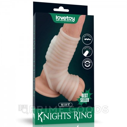 Насадка на пенис с вибрацией с рукавом для мошонки Wave Knights Ring (14,4*2,8) от sex shop primegoods