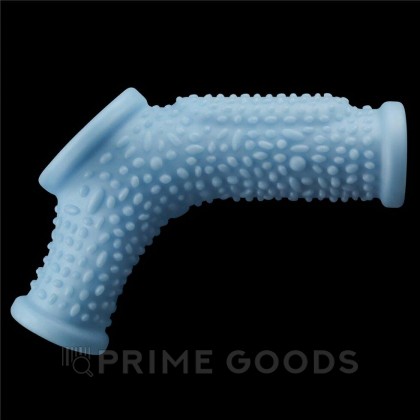 Насадка на пенис с вибрацией с рукавом для мошонки Drip Knights Ring голубая (13,3*2,8) от sex shop primegoods фото 7