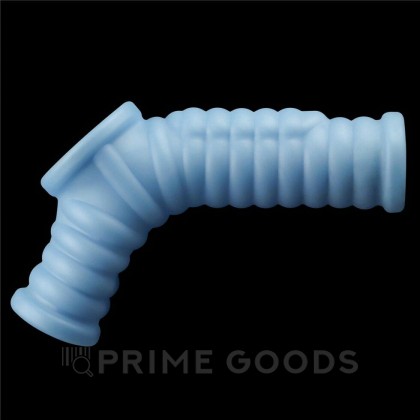 Насадка на пенис с вибрацией с рукавом для мошонки Wave Knights Ring голубая (14,4*2,8) от sex shop primegoods фото 5