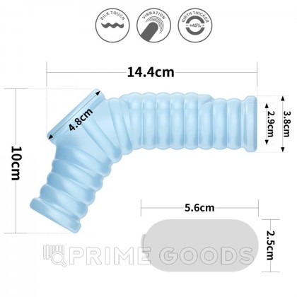 Насадка на пенис с вибрацией с рукавом для мошонки Wave Knights Ring голубая (14,4*2,8) от sex shop primegoods фото 6