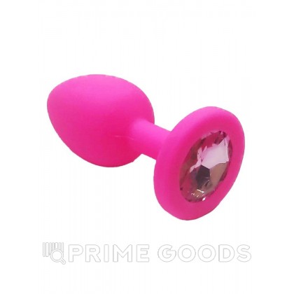 Анальная пробка из розового силикона со светло-розовым кристаллом (размер S) от sex shop primegoods
