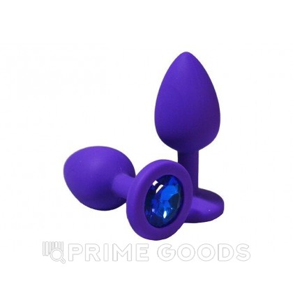 Анальная пробка из фиолетового силикона с синим кристаллом (размер S) от sex shop primegoods фото 2