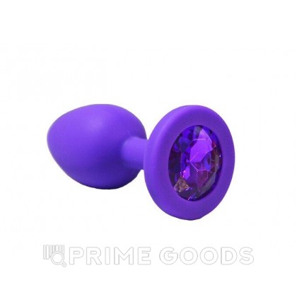 Анальная пробка из фиолетового силикона с фиолетовым кристаллом (размер S) от sex shop primegoods