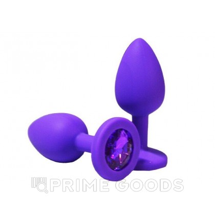 Анальная пробка из фиолетового силикона с фиолетовым кристаллом (размер S) от sex shop primegoods фото 2