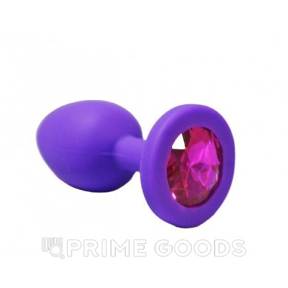 Анальная пробка из фиолетового силикона с розовым кристаллом (размер S) от sex shop primegoods
