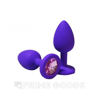 Анальная пробка из фиолетового силикона со светло-розовым кристаллом (размер S) от sex shop primegoods фото 2