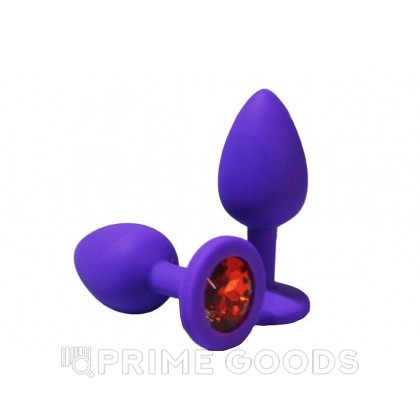 Анальная пробка из фиолетового силикона с красным кристаллом (размер S) от sex shop primegoods фото 2