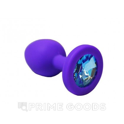 Анальная пробка из фиолетового силикона со светло-голубым кристаллом (размер S) от sex shop primegoods
