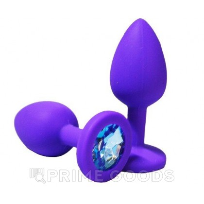 Анальная пробка из фиолетового силикона со светло-голубым кристаллом (размер S) от sex shop primegoods фото 2