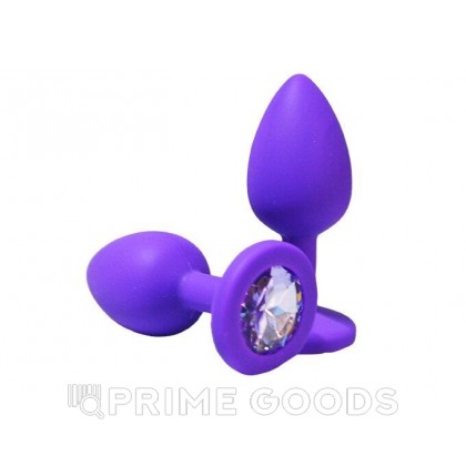 Анальная пробка из фиолетового силикона с белым кристаллом (размер S) от sex shop primegoods фото 2