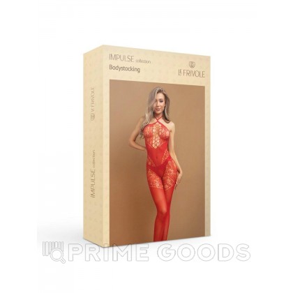 Красный боди-комбинезон с вырезом на груди и кружевом (IMPULSE) (S/XXL) от sex shop primegoods