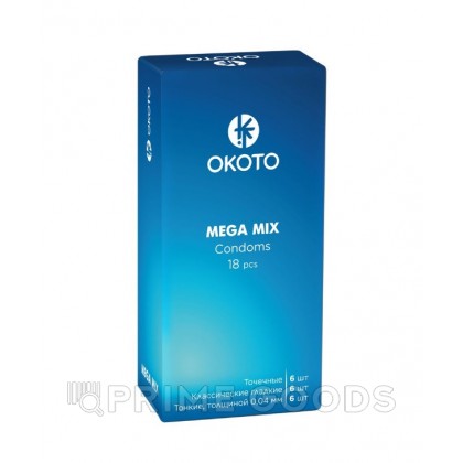 Презервативы MEGA MIX 18 штук ( 6 шт. гладкие классические, 6шт. текстурированные точечные, 6шт. тонкие) от sex shop primegoods