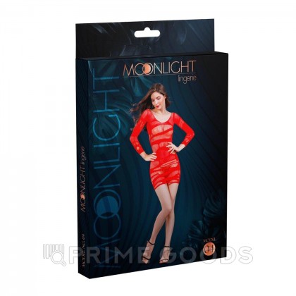 Сексуальное платье-сетка с длинным рукавом от Moonlight модель № 04 красное от sex shop primegoods фото 2