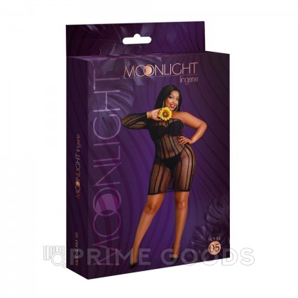 Сексуальное платье-сетка в полоску от Moonlight модель № 05 черное (plus size) от sex shop primegoods фото 2