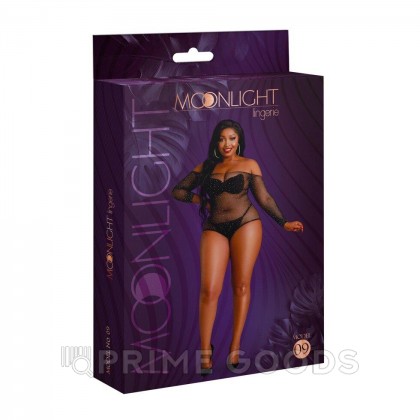 Боди со стразами от Moonlight модель № 09 черное (plus size) от sex shop primegoods фото 3