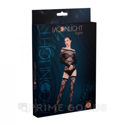 Комплект боди и чулки в полоску от Moonlight модель 06 черные от sex shop primegoods фото 2