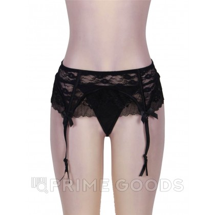 Кружевной пояс для чулок + стринги черные Sexy Lace (размер XS-S) от sex shop primegoods фото 4