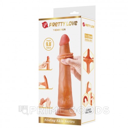 Реалистичный фаллоимитатор на присоске Tiemeyer Sliding skin (25*3,7 см) коричневый от sex shop primegoods фото 8