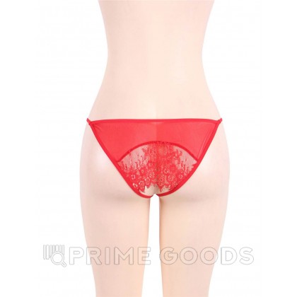 Комплект белья красный: бра, стринги и пояс с ремешками (размер XL-2XL) от sex shop primegoods фото 2