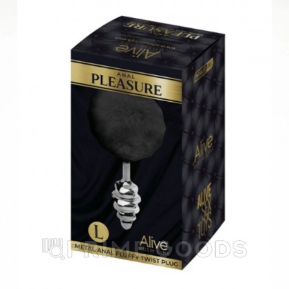 Анальный плаг Fluffy Twist чёрный L от Alive (9×4 см) от sex shop primegoods фото 3