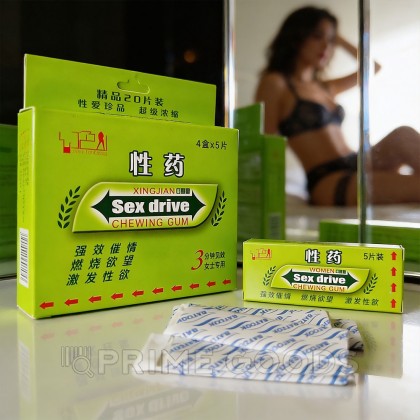 Возбуждающая жевательная  резинка для женщин Sex drive, 5 шт. от sex shop primegoods фото 4