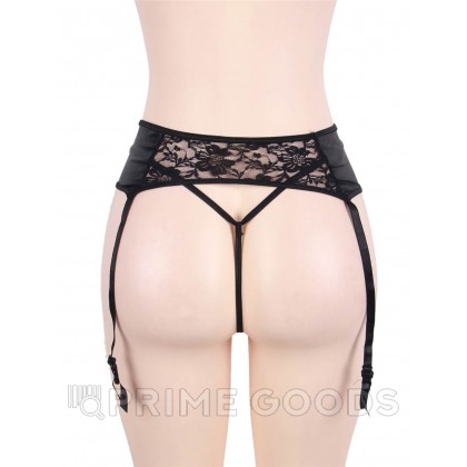 Пояс для чулок с кружевной вставкой Sensual черный (XL) от sex shop primegoods фото 6