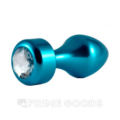 Алюминиевая анальная пробка с кристаллом голубая от sex shop primegoods